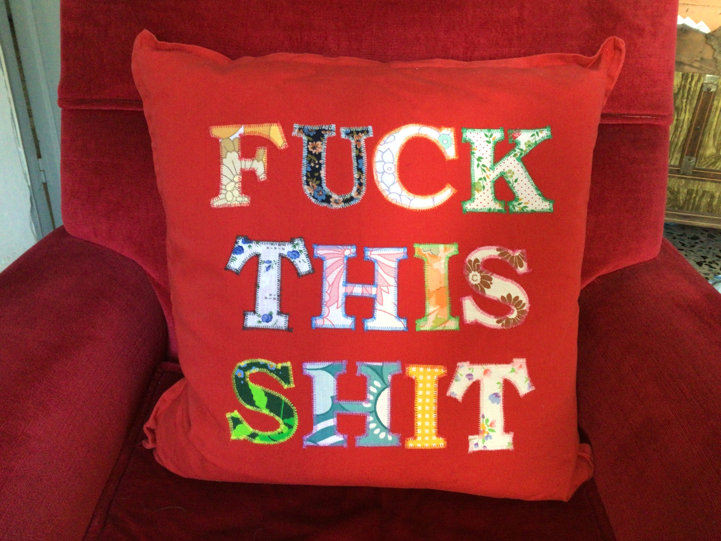 Fuck This Shit Cushion Red