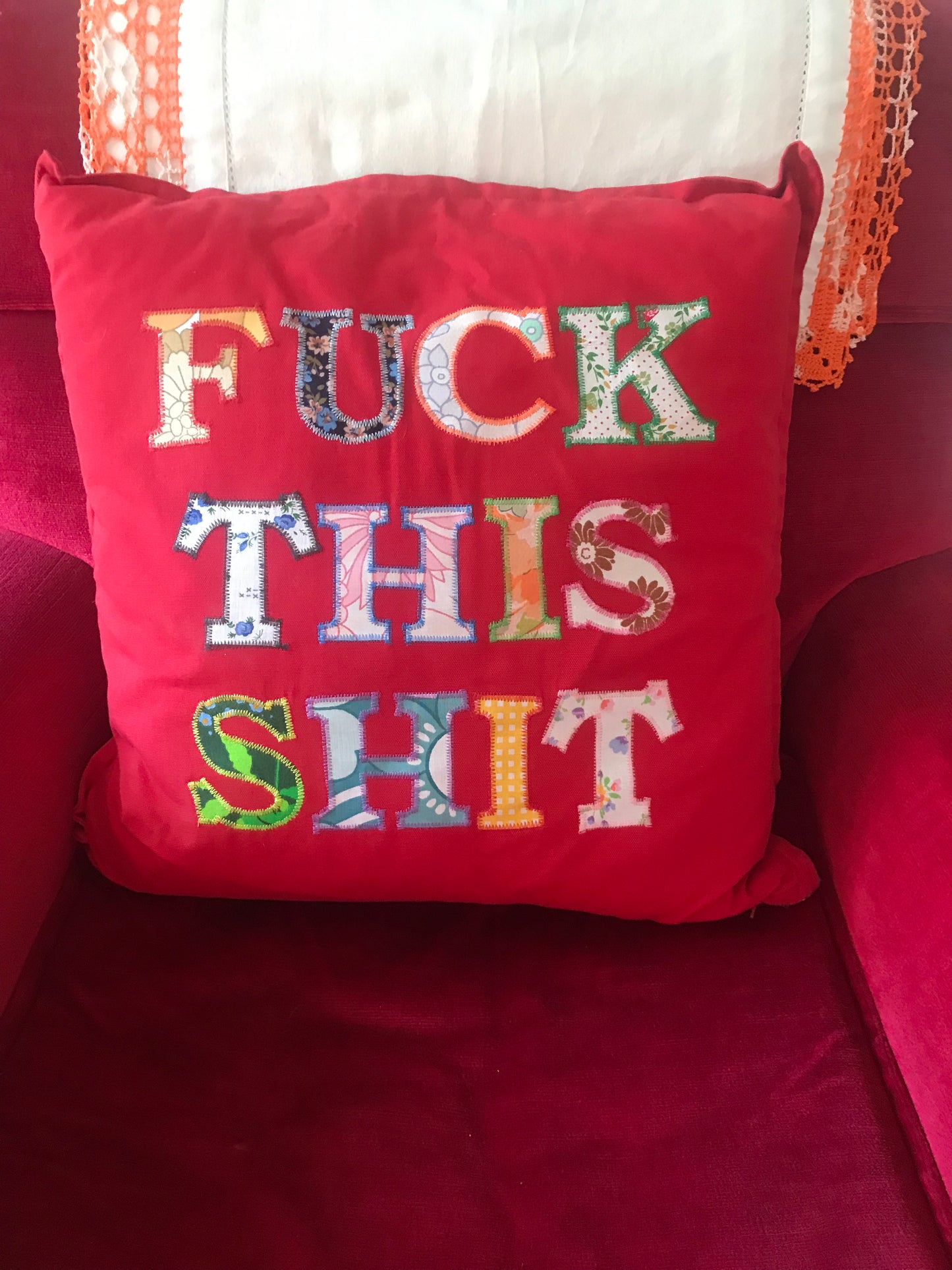 Fuck This Shit Cushion Red